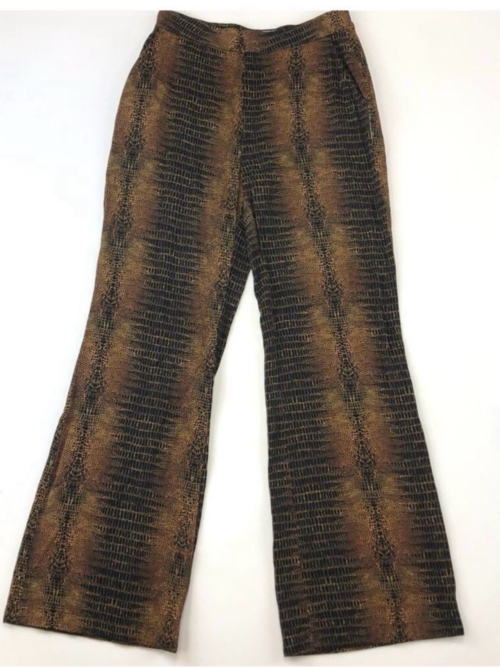 & other stories trouser pants animal print brown black kick flare Size 4
